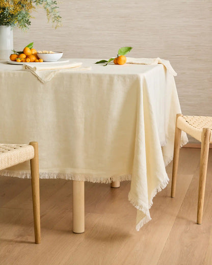 European Linen Fringe Tablecloth