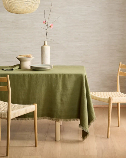 European Linen Fringe Tablecloth