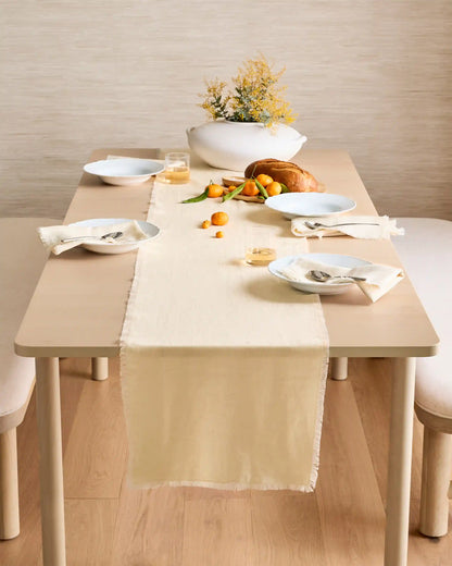 European Linen Fringe Table Runner