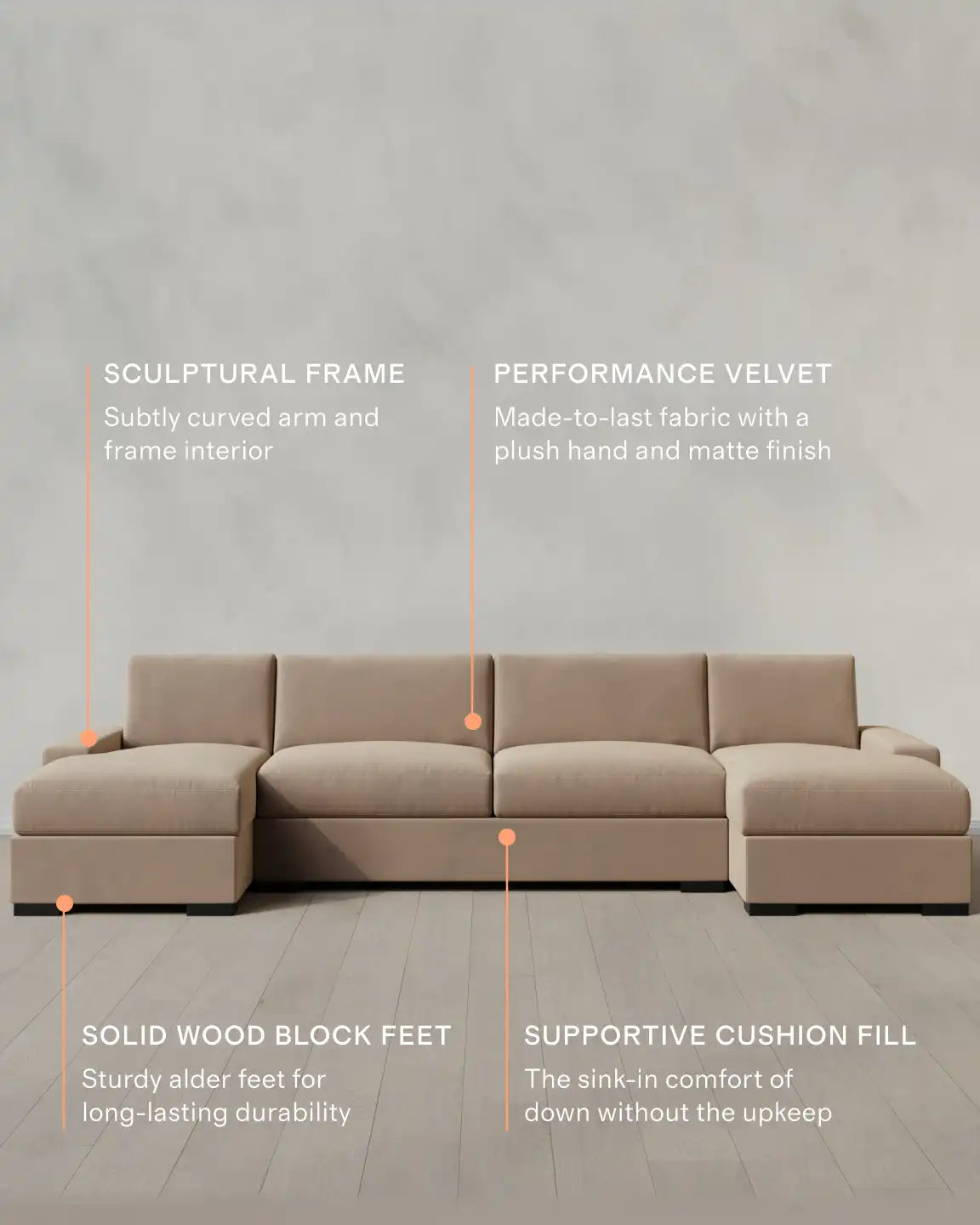 Stillman U Sectional in Performance Velvet