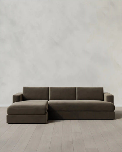 Sierra Curved Arm Chaise Sectional in Performance Velvet