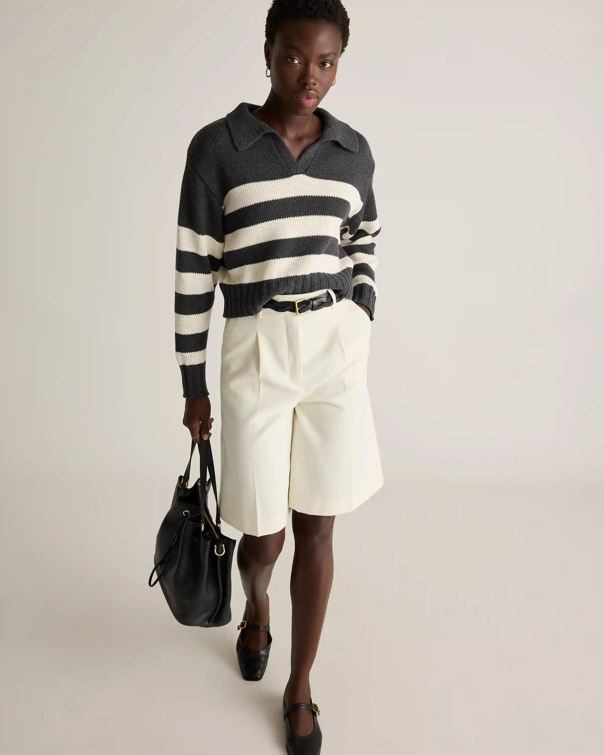 100% Organic Cropped Cotton Polo Sweater