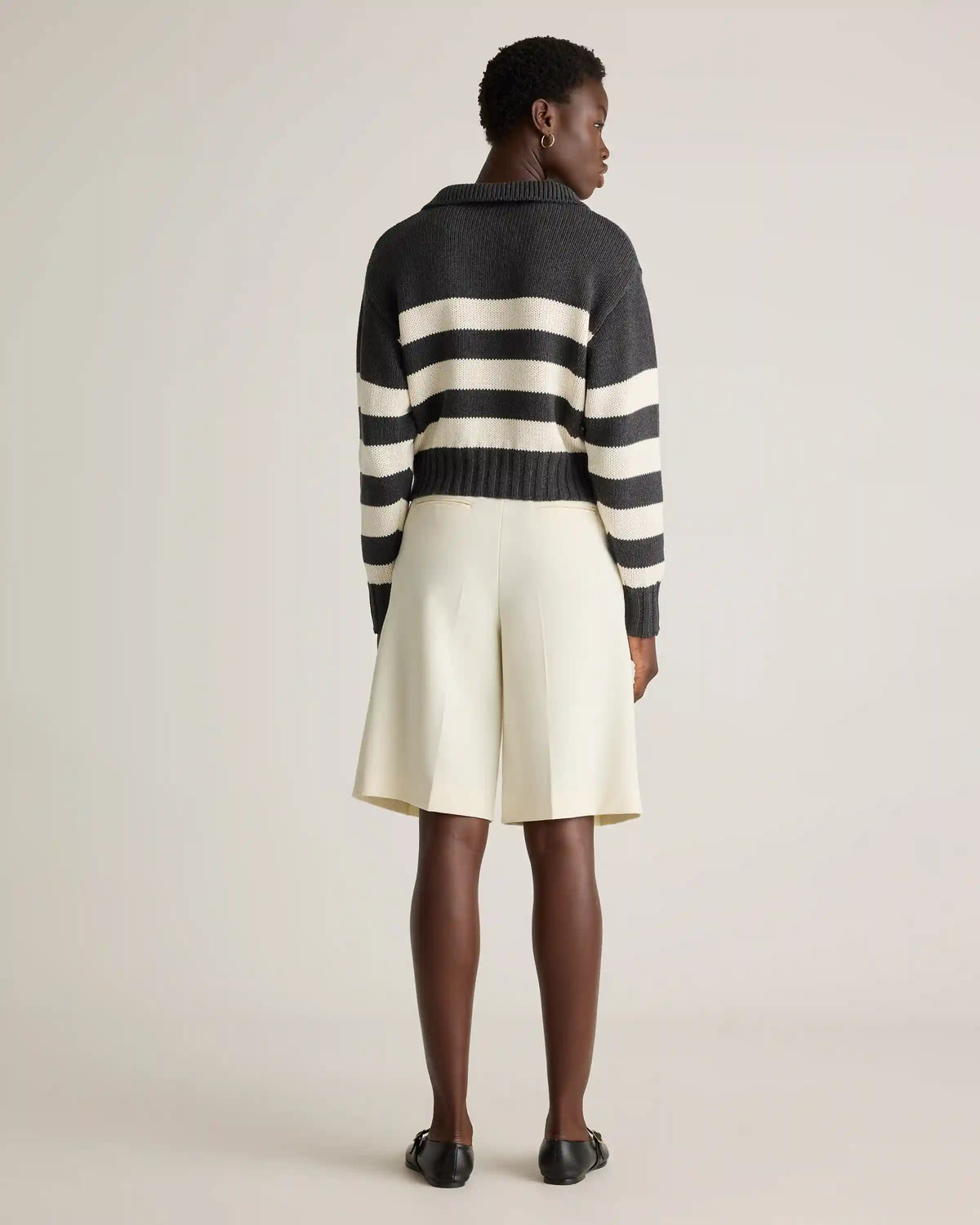 100% Organic Cropped Cotton Polo Sweater