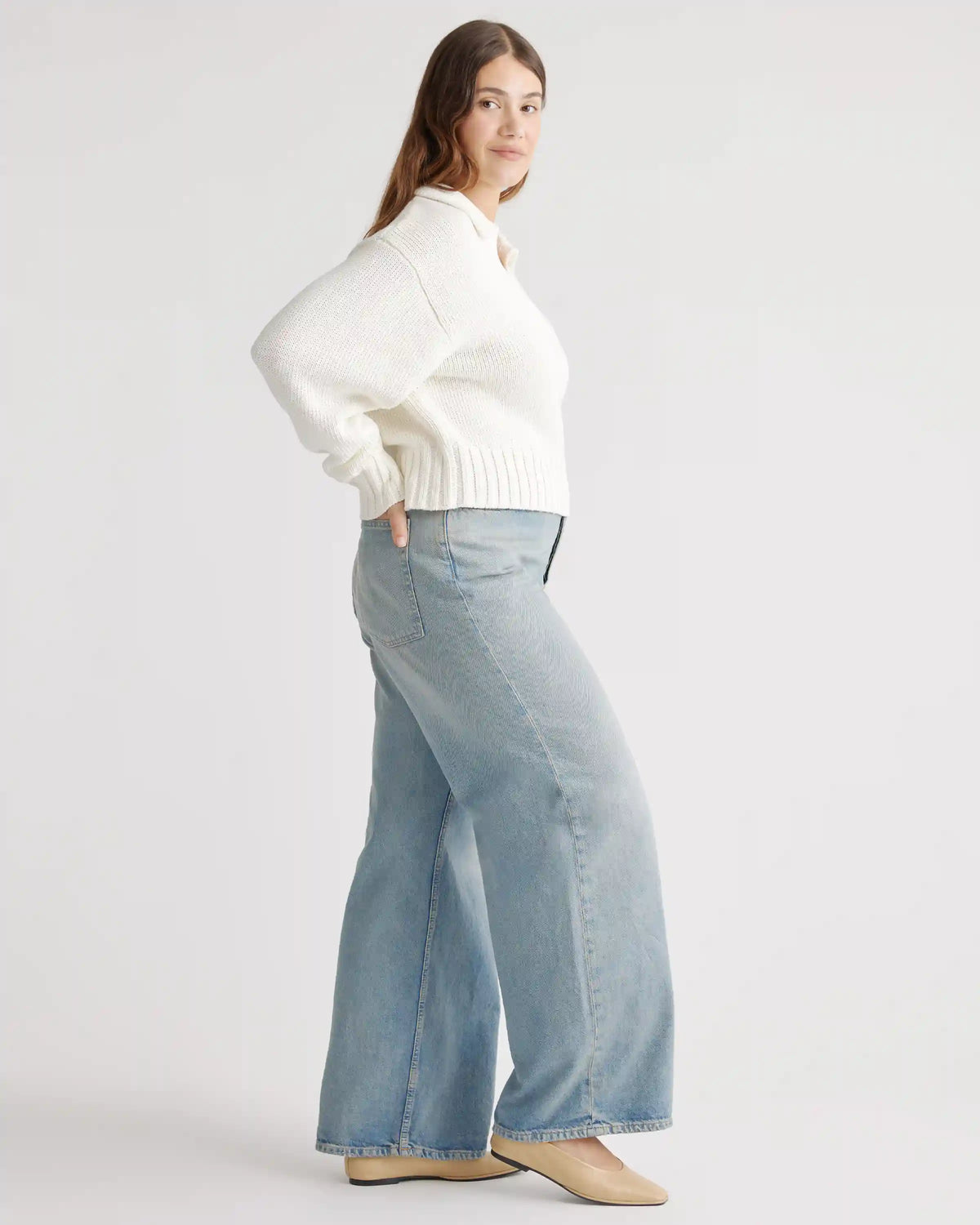 100% Organic Cropped Cotton Polo Sweater