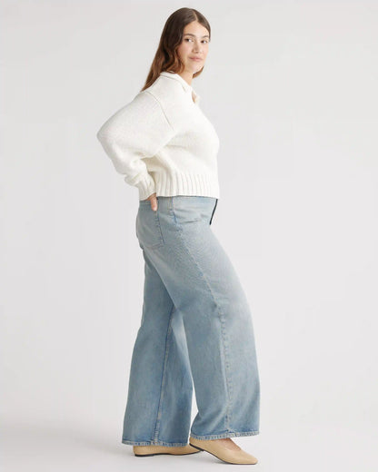 100% Organic Cropped Cotton Polo Sweater