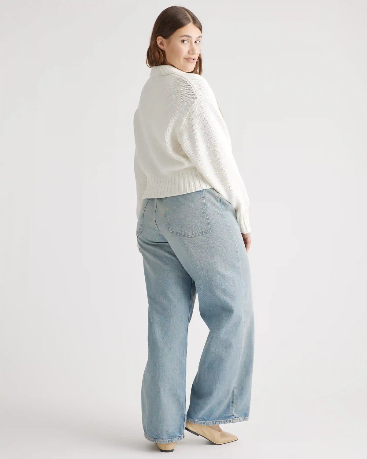 100% Organic Cropped Cotton Polo Sweater