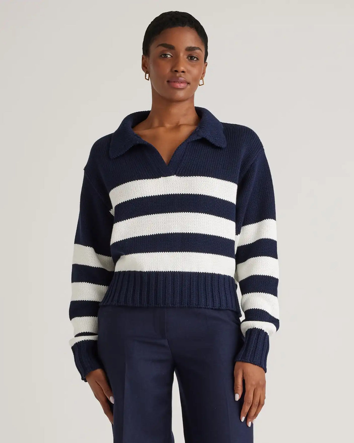 100% Organic Cropped Cotton Polo Sweater