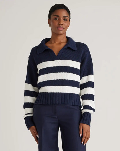 100% Organic Cropped Cotton Polo Sweater