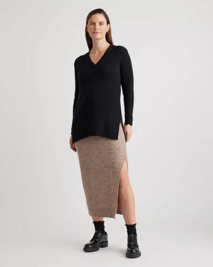 Mongolian Cashmere Ribbed Side Zip Maternity Sweater