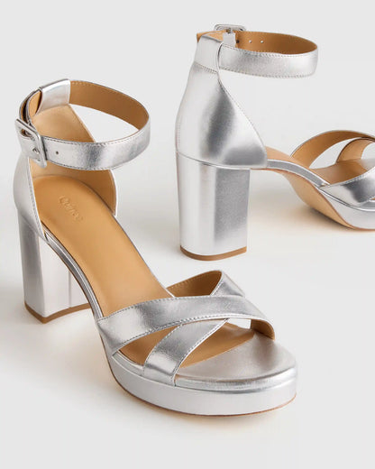 Italian Leather Crisscross Platform Sandal