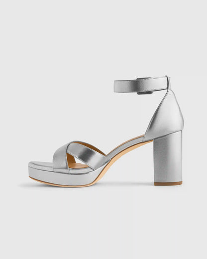 Italian Leather Crisscross Platform Sandal