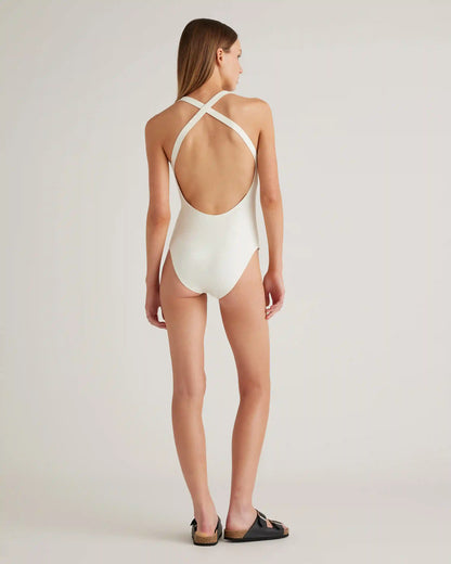 Italian Cross-Back One-Piece Swimsuit