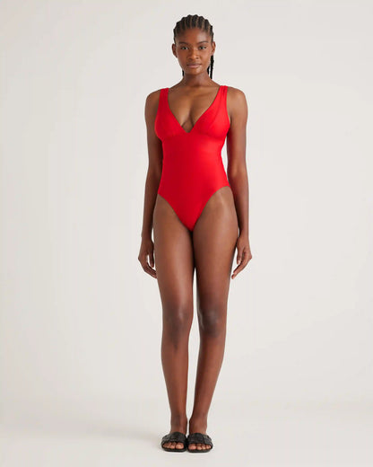 Italian Plunge One-Piece Swimsuit
