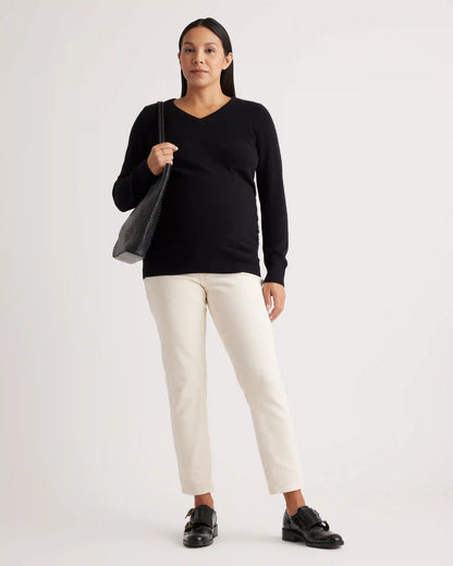 Mongolian Cashmere V-Neck Maternity Sweater