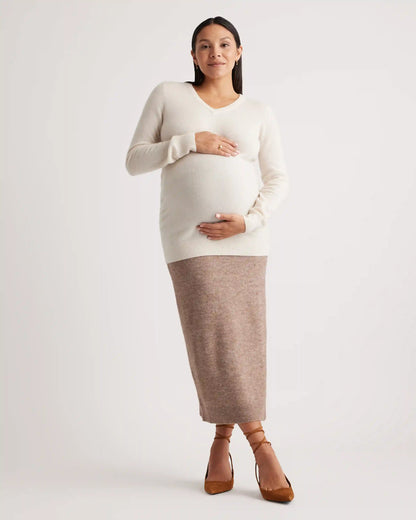 Mongolian Cashmere V-Neck Maternity Sweater