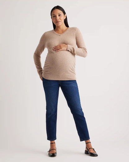 Mongolian Cashmere V-Neck Maternity Sweater