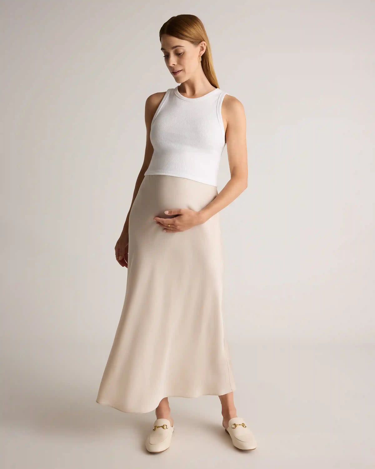 Washable Stretch Silk Maternity Skirt