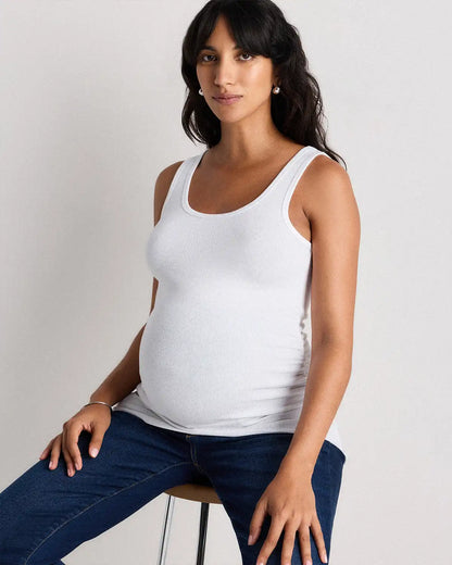 Bamboo Rib Maternity Scoop Neck Tank