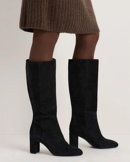 Italian Suede Block Heel Boots