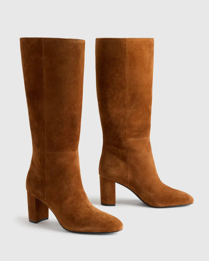 Italian Suede Block Heel Boots