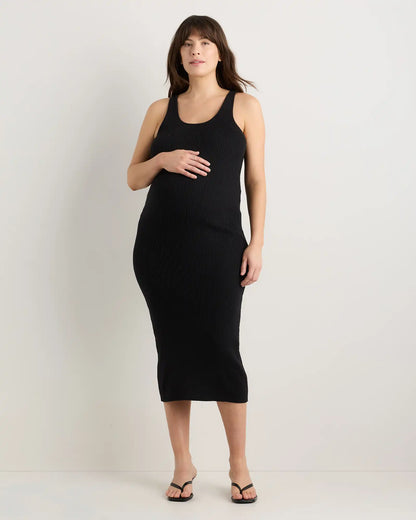 Lightweight Cotton Cashmere Maternity Fitted Midi Dress