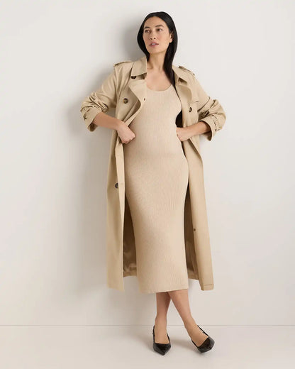 Lightweight Cotton Cashmere Maternity Fitted Midi Dress