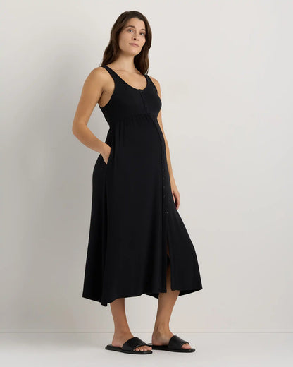 Bamboo Maternity Sleeveless Button Front Dress
