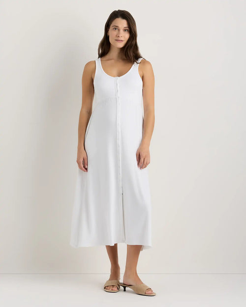 Bamboo Maternity Sleeveless Button Front Dress