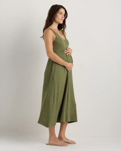 Bamboo Maternity Sleeveless Button Front Dress