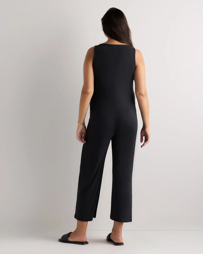 Bamboo Rib Maternity Button Front Jumpsuit
