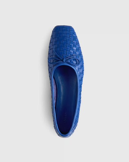 Italian Leather Handwoven Square Toe Ballet Flat