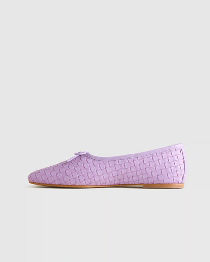 Italian Leather Handwoven Square Toe Ballet Flat