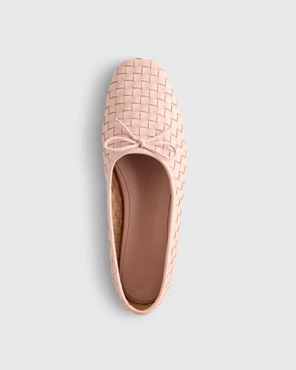 Italian Leather Handwoven Square Toe Ballet Flat