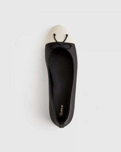Italian Leather Cap-Toe Ballet Flat