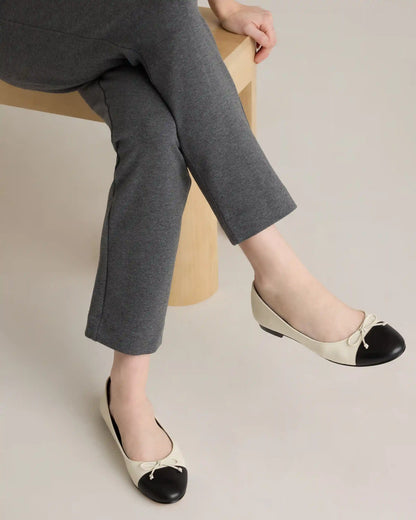 Italian Leather Cap-Toe Ballet Flat