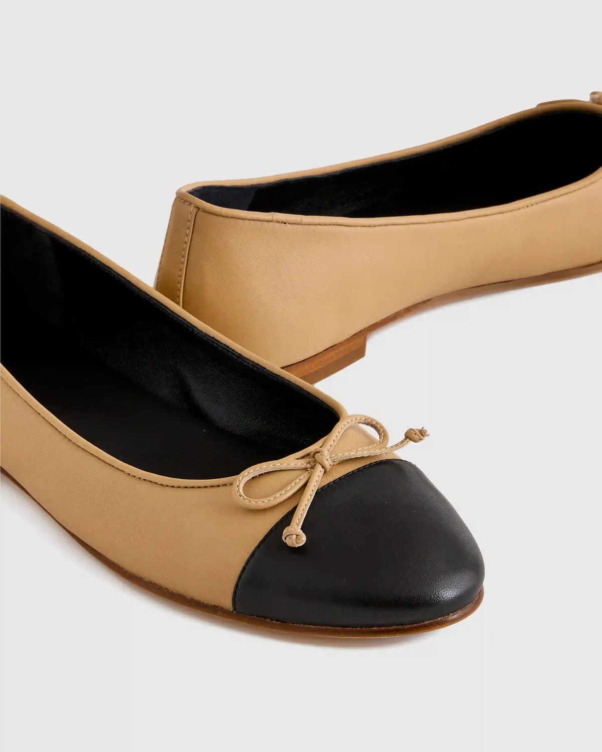 Italian Leather Cap-Toe Ballet Flat