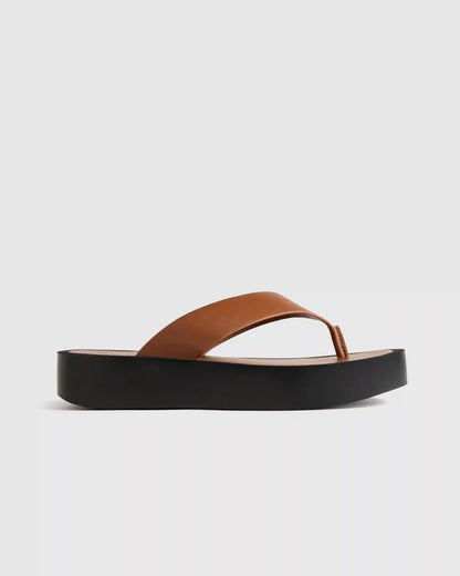 Italian Leather Thong Platform Sandal