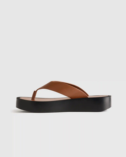 Italian Leather Thong Platform Sandal