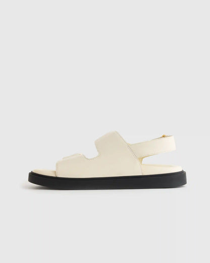 Italian Leather Double Buckle Slingback Sandal