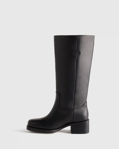 Italian Leather Block Heel Boot