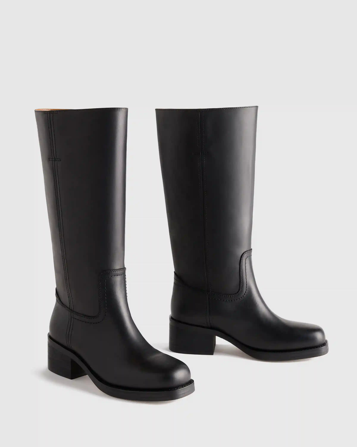 Italian Leather Block Heel Boot