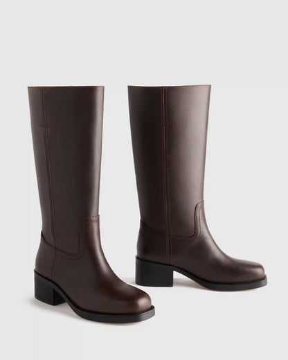 Italian Leather Block Heel Boot