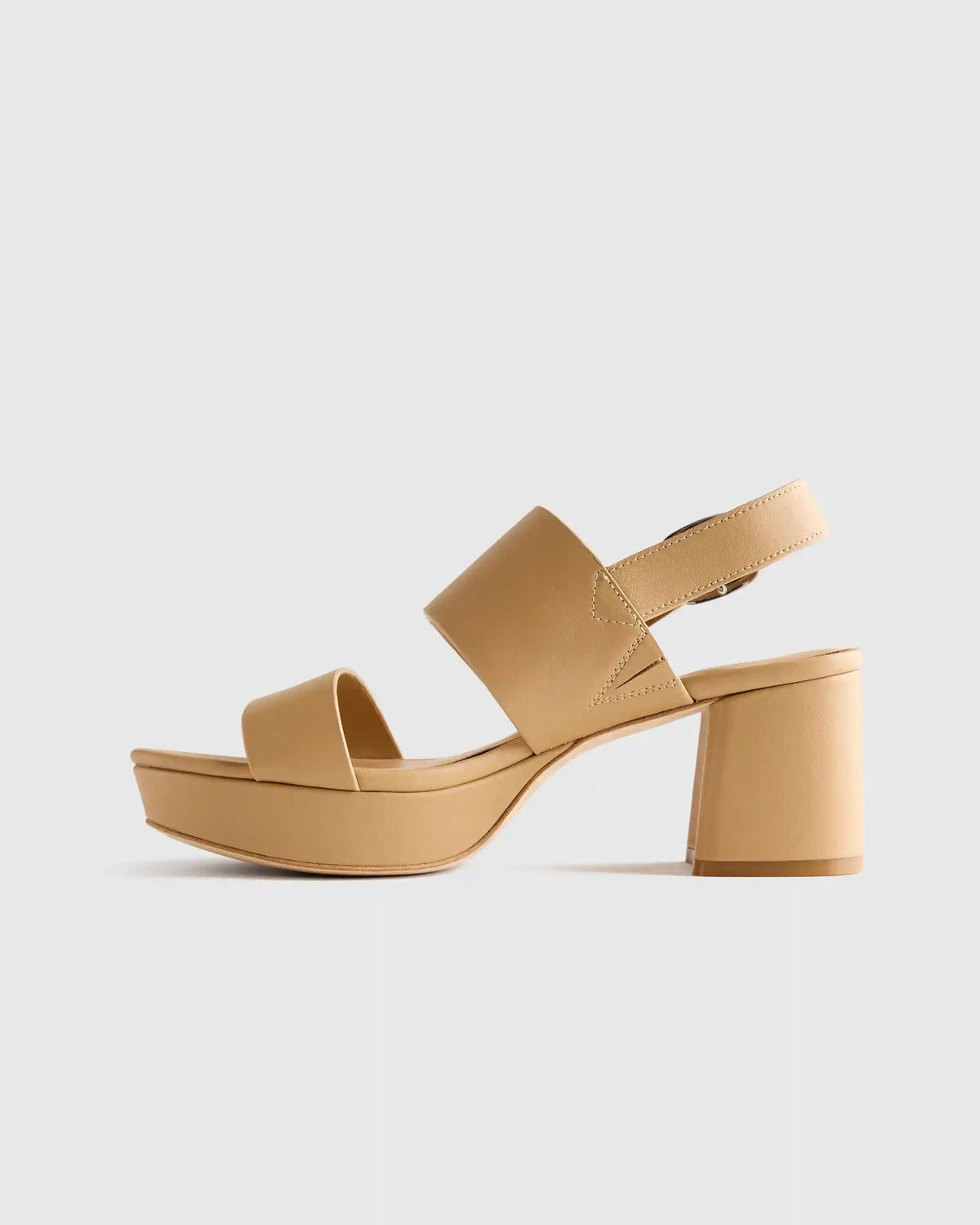 Italian Leather Double Band Block Heel Sandal