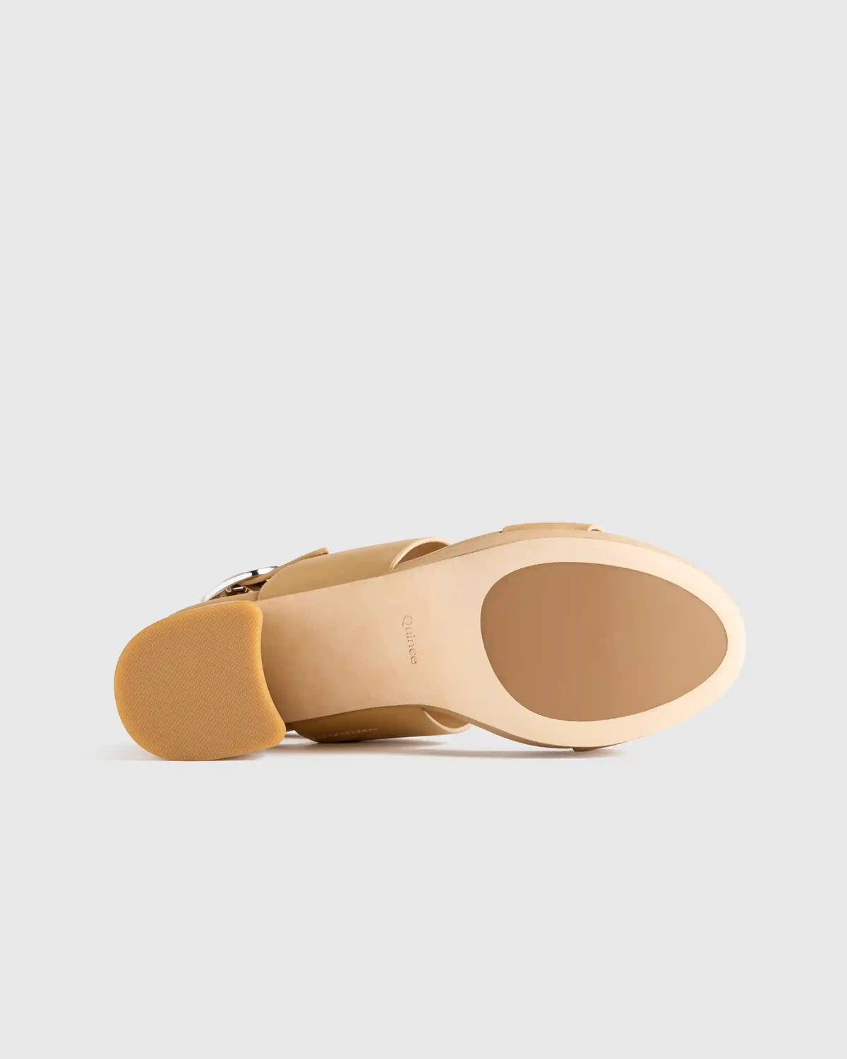 Italian Leather Double Band Block Heel Sandal