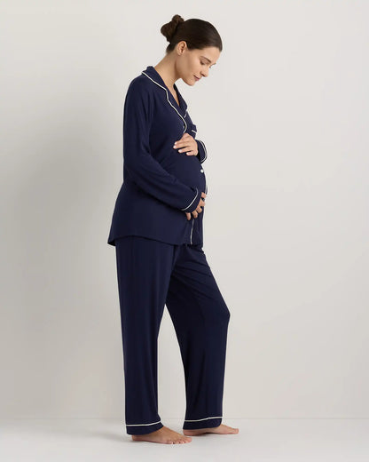 Bamboo Jersey Maternity Long Sleeve Pajama Set