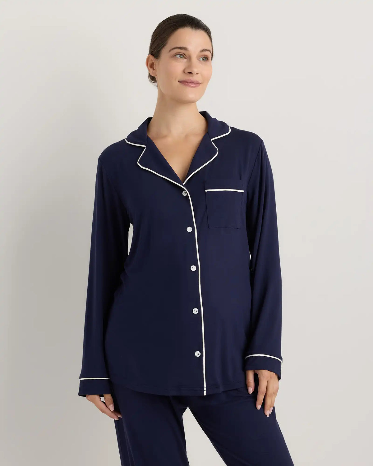 Bamboo Jersey Maternity Long Sleeve Pajama Set