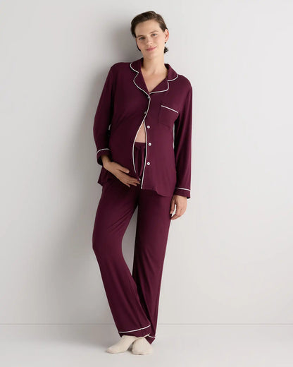 Bamboo Jersey Maternity Long Sleeve Pajama Set