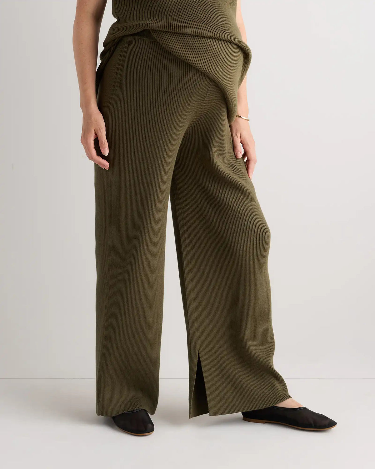 Cotton Cashmere Maternity Wide Leg Pants