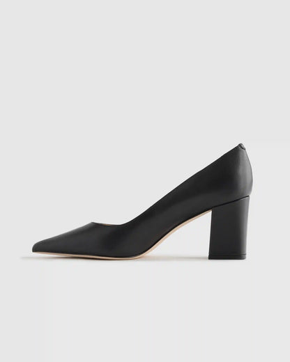 Italian Leather 65mm Block Heel Pump