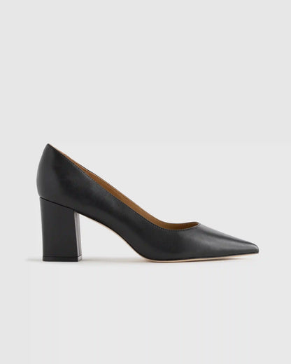 Italian Leather 65mm Block Heel Pump
